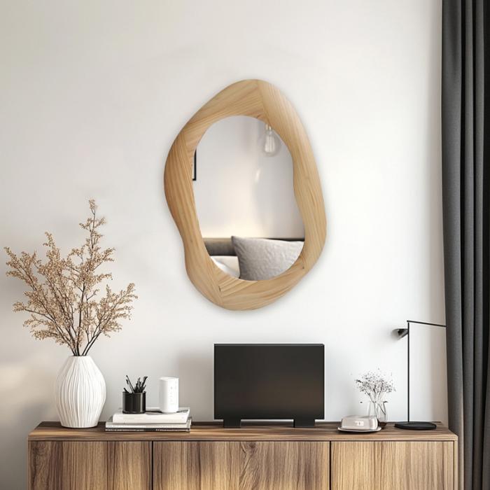 Καθρέπτης οβάλ Enola mdf σε φυσική απόχρωση 54x2.5x80εκ