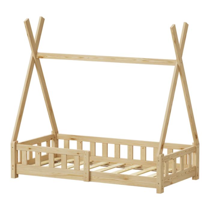 Παιδικό κρεβάτι Noam τ.Montessori με κιγκλίδωμα ξύλο πεύκου σε φυσική απόχρωση 70x140εκ