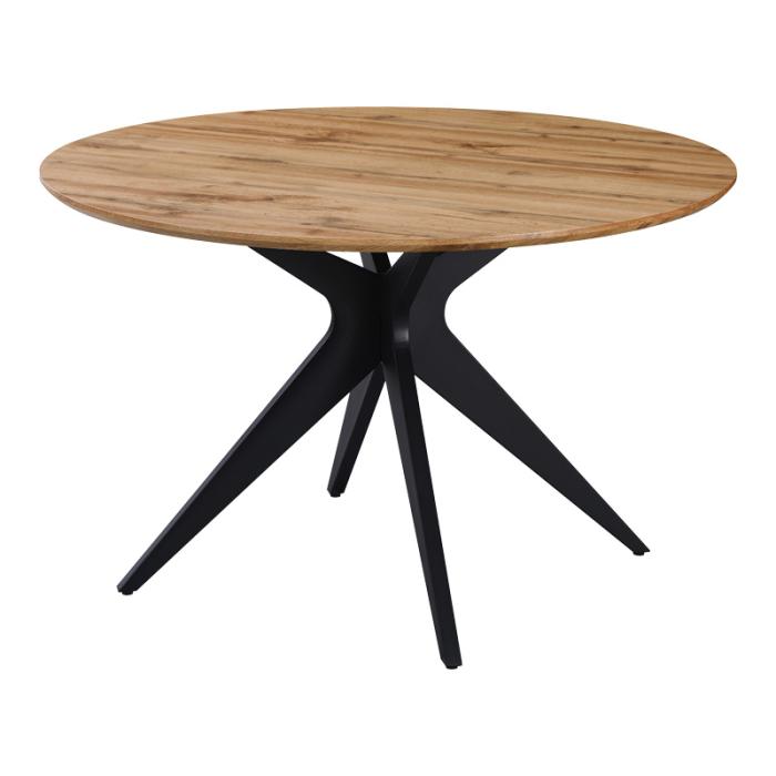 Τραπέζι Toda mdf σε sonoma απόχρωση με μαύρα μεταλλικά πόδια Φ120x75εκ