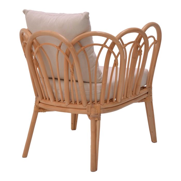 Πολυθρόνα Tania φυσικό rattan-λευκό μαξιλάρι 76x76x76εκ