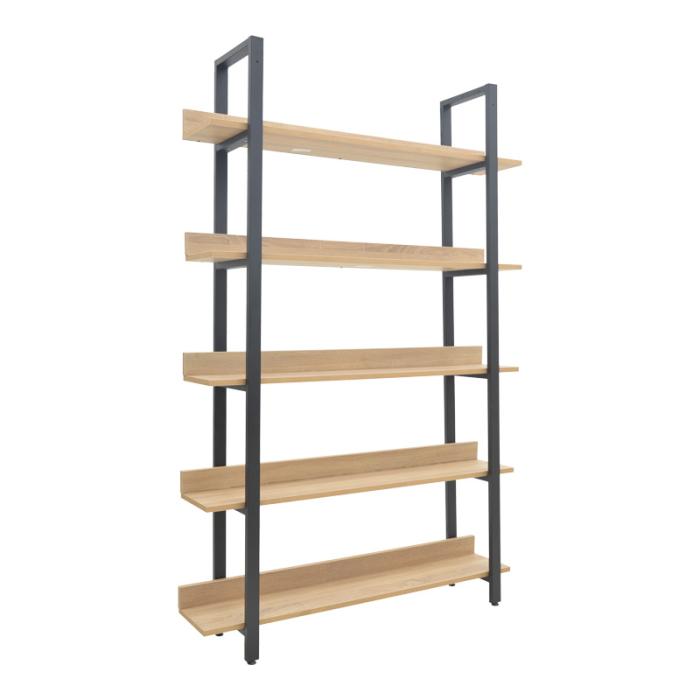 Βιβλιοθήκη Almond σε oak-μαύρη απόχρωση 120x29x185εκ