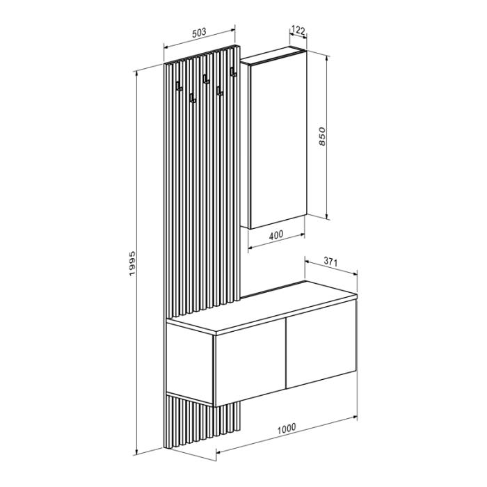 Έπιπλο εισόδου Arika λευκό-sonoma 100x37x199.5εκ