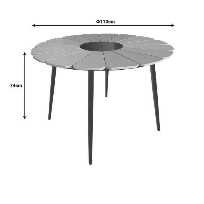 Τραπέζι Pinap  μαύρο αλουμίνιο και plywood σε φυσική απόχρωση Φ110x74εκ