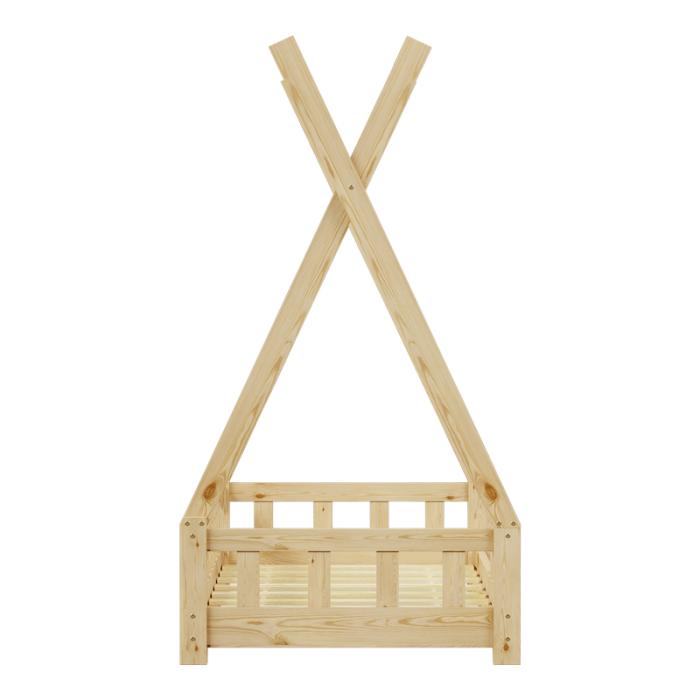Παιδικό κρεβάτι Noam τ.Montessori με κιγκλίδωμα ξύλο πεύκου σε φυσική απόχρωση 70x140εκ