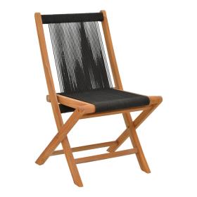 Καρέκλα Banou  πτυσσόμενη teak ξύλο και pe σχοινί σε μαύρη απόχρωση 52.5x56x89εκ