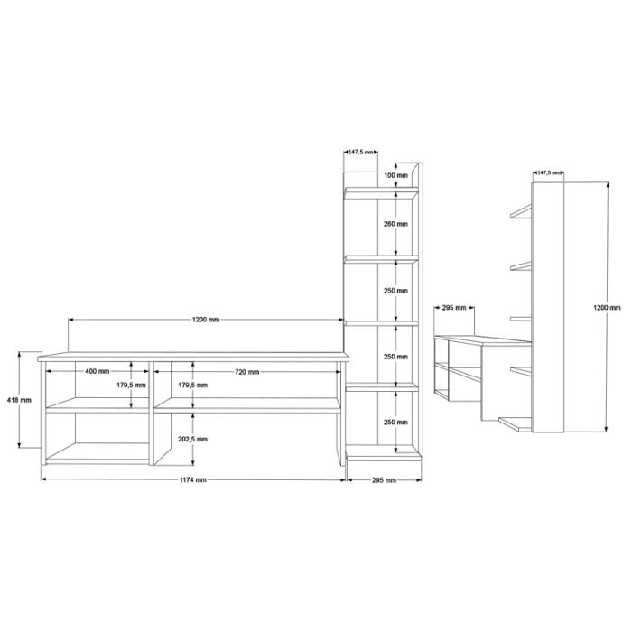 Σύνθετο σαλονιού Perla σε λευκή απόχρωση 120x29.5x41,8εκ