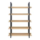 Βιβλιοθήκη Almond  σε oak-μαύρη απόχρωση 120x29x185εκ