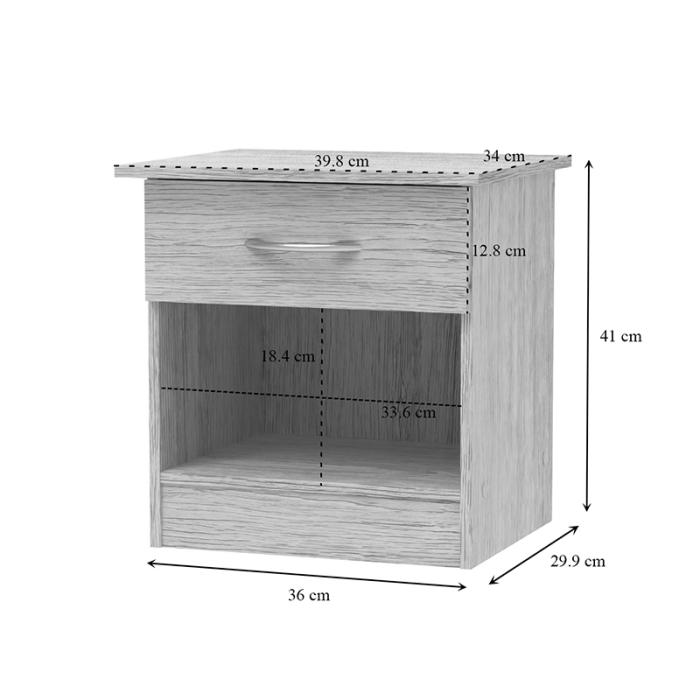 Κομοδίνο Kona  σε oak απόχρωση 40x34x42εκ