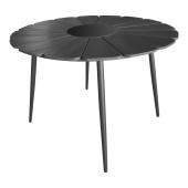 Τραπεζαρία Pinap-Dashiell σετ 5τεμ  μαύρο αλουμίνιο και plywood σε μαύρη απόχρωση Φ110x74εκ