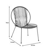 Καρέκλα κήπου Dapper  μαύρο μέταλλο-pe μαύρο 64.5x74.5x76εκ