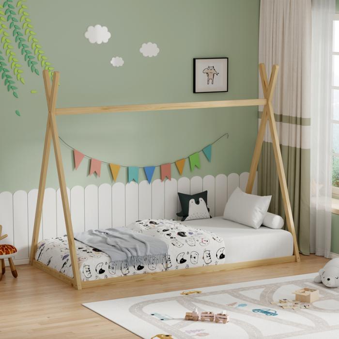 Παιδικό κρεβάτι Lilly τ.Montessori ξύλο πεύκου σε φυσική απόχρωση 90x190εκ