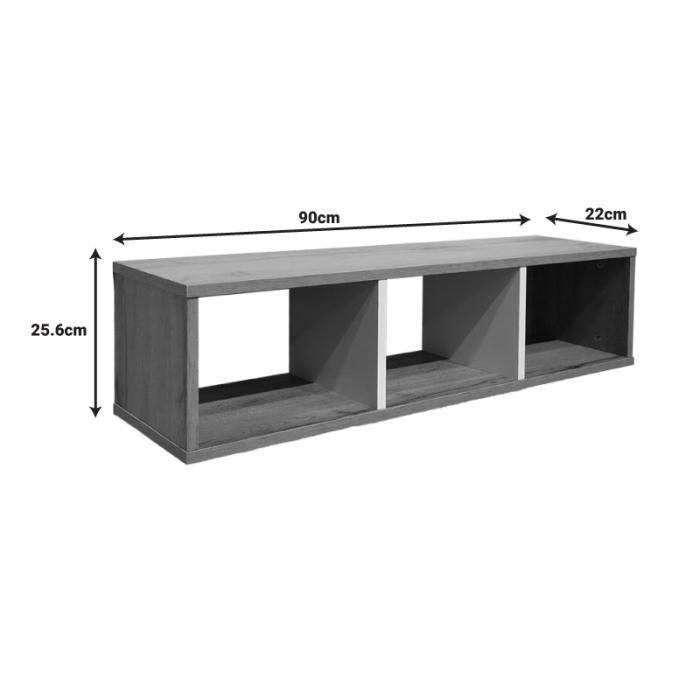 Ραφιέρα τοίχου Flevior  σε sonoma με λευκή απόχρωση 90x22x25.6εκ