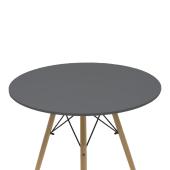 Τραπεζαρία Julita-Noor  σετ 5τεμ  MDF μαύρο-γκρι-πόδια φυσικό Φ80x73εκ