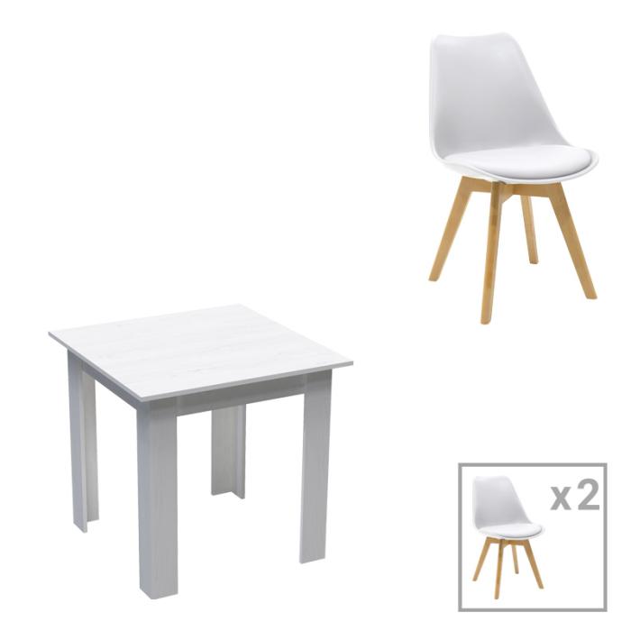 Τραπεζαρία Manka-Gaston σετ 3τεμ σε λευκή απόχρωση 80x80x77εκ