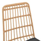 Καρέκλα Naoki  rattan σε φυσική απόχρωση με μαύρο μαξιλάρι και μεταλλικό μαύρο πόδι 45x60x83εκ
