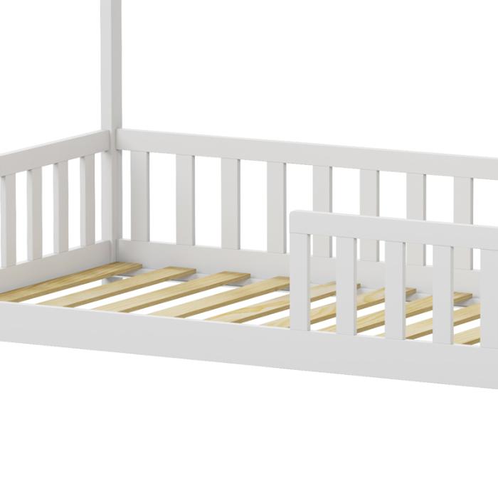 Παιδικό κρεβάτι Callan τ.Montessori με κιγκλίδωμα  ξύλο πεύκου σε λευκή απόχρωση 90x190εκ