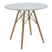 Τραπεζαρία Julita σετ 5τεμ  MDF και ξύλο οξιάς σε λευκή-φυσική απόχρωση Φ80x73εκ