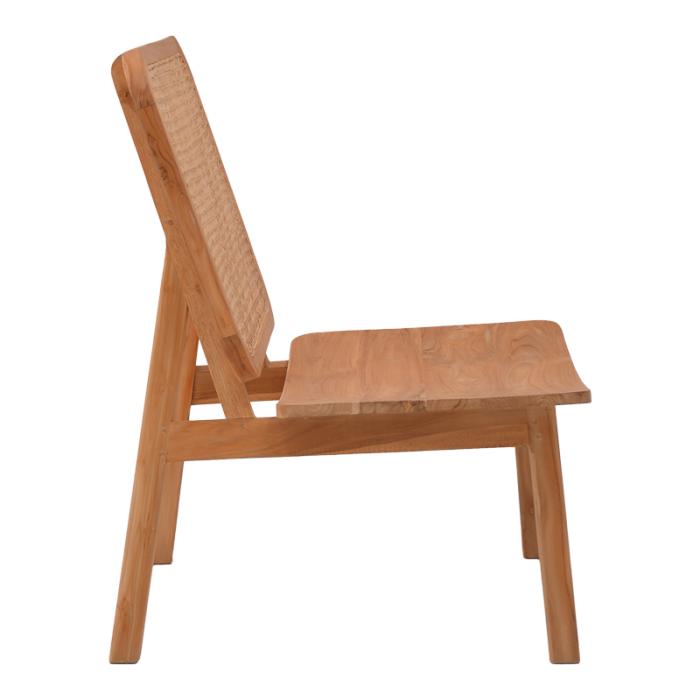 Πολυθρόνα Viborg  φυσικό teak ξύλο-φυσικό rattan 60x75x87εκ