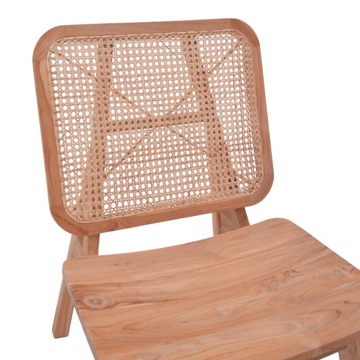 Πολυθρόνα Viborg  φυσικό teak ξύλο-φυσικό rattan 60x75x87εκ