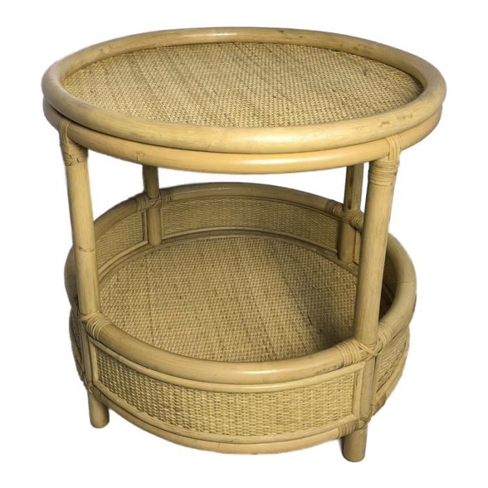 Βοηθητικό τραπέζι Moody pe rattan σε φυσική απόχρωση Φ55x51εκ