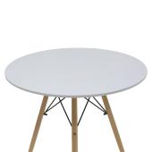 Τραπεζαρία Julita σετ 5τεμ  MDF και ξύλο οξιάς σε λευκή-φυσική απόχρωση Φ80x73εκ