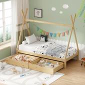 Παιδικό κρεβάτι Lalitto τ.Montessori με 2 συρτάρια τ.Montessori   ξύλο πεύκου σε φυσική απόχρωση 90x190εκ