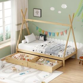 Παιδικό κρεβάτι Lalitto τ.Montessori με 2 συρτάρια τ.Montessori   ξύλο πεύκου σε φυσική απόχρωση 90x190εκ