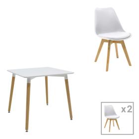 Τραπεζαρία Natali-Gaston  σετ 3τεμ σε λευκή απόχρωση 80x80x76εκ