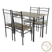Τραπεζαρία Roza II  σετ 5τμχ mdf σε γκρι απόχρωση με γκρι μεταλλικά πόδια 110x60x74εκ