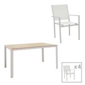 Τραπεζαρία Zacreta-Nares σετ 5τεμ  λευκό-φυσικό 140x80x72.5εκ