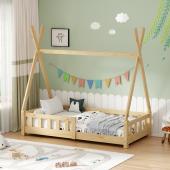 Παιδικό κρεβάτι Noam τ.Montessori με κιγκλίδωμα  ξύλο πεύκου σε φυσική απόχρωση 70x140εκ