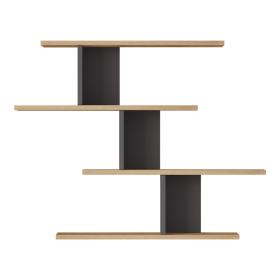 Ραφιέρα τοίχου Zaka  σε φυσική-ανθρακί απόχρωση 98.7x14.5x78εκ