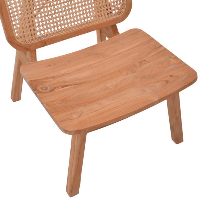 Πολυθρόνα Viborg  φυσικό teak ξύλο-φυσικό rattan 60x75x87εκ