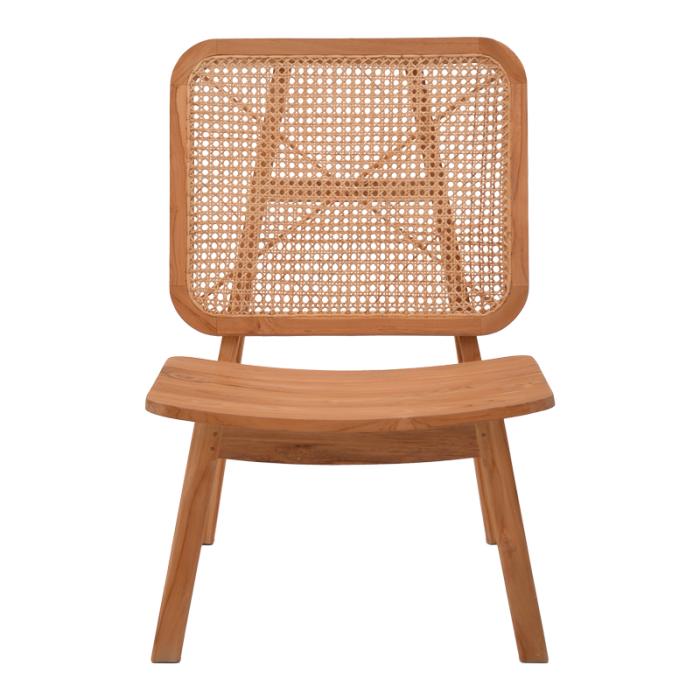 Πολυθρόνα Viborg  φυσικό teak ξύλο-φυσικό rattan 60x75x87εκ