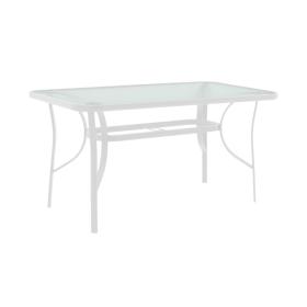 Τραπέζι Ensure  μέταλλο λευκό-γυαλί 120x70x70εκ