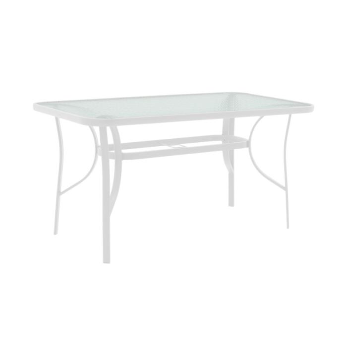 Τραπέζι Ensure μέταλλο λευκό-γυαλί 120x70x70εκ