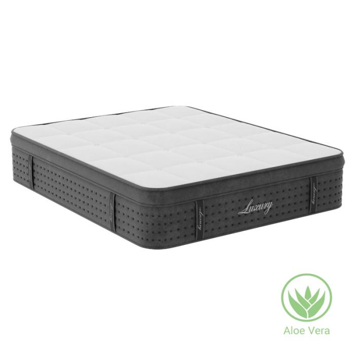 Στρώμα Luxury pocket spring+gel memory foam+latex μονής όψης aloe vera 34-36cm 160x200εκ