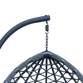 Κούνια φωλιά με βάση Lyere  μέταλλο γκρι-pe rattan σε γκρι απόχρωση 120x108x195εκ
