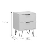 Κομοδίνο Culture  με 2 συρτάρια λευκό-χρυσό 40x35x52εκ