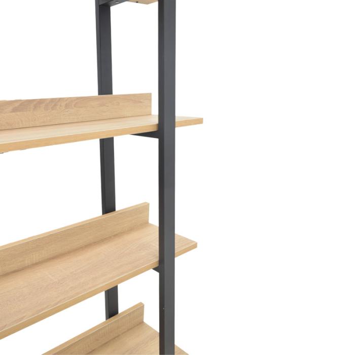Βιβλιοθήκη Almond σε oak-μαύρη απόχρωση 120x29x185εκ