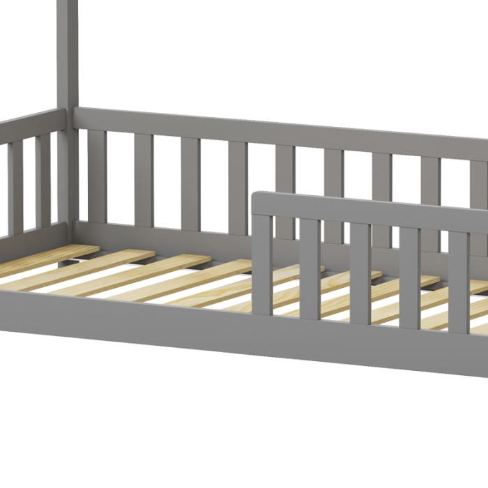 Παιδικό κρεβάτι Callan τ.Montessori με κιγκλίδωμα  ξύλο πεύκου σε γκρι απόχρωση 90x190εκ