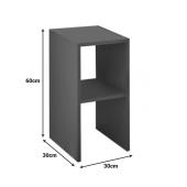 Κομοδίνο Deseo  σε ανθρακί απόχρωση  30x30x60εκ