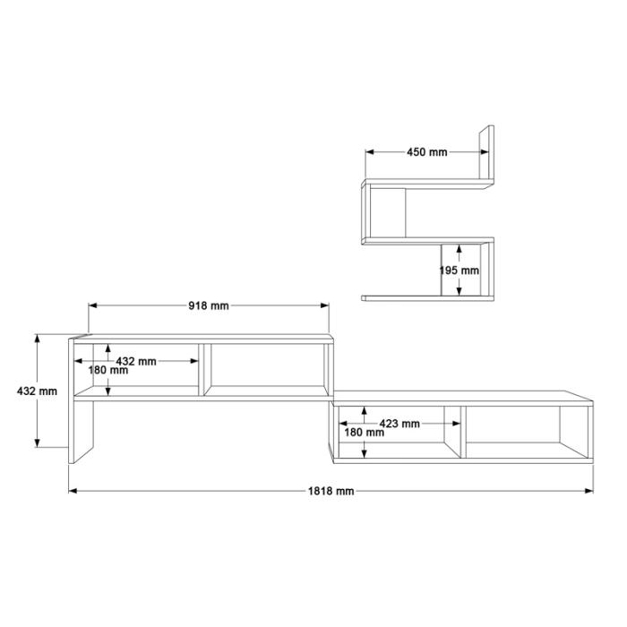 Σύνθετο σαλονιού Kakomo  σε λευκή απόχρωση 170x29.5x43εκ