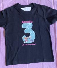 Μπλουζάκι μαύρο PAW PATROL all paws on deck / αριθμός γενεθλίων