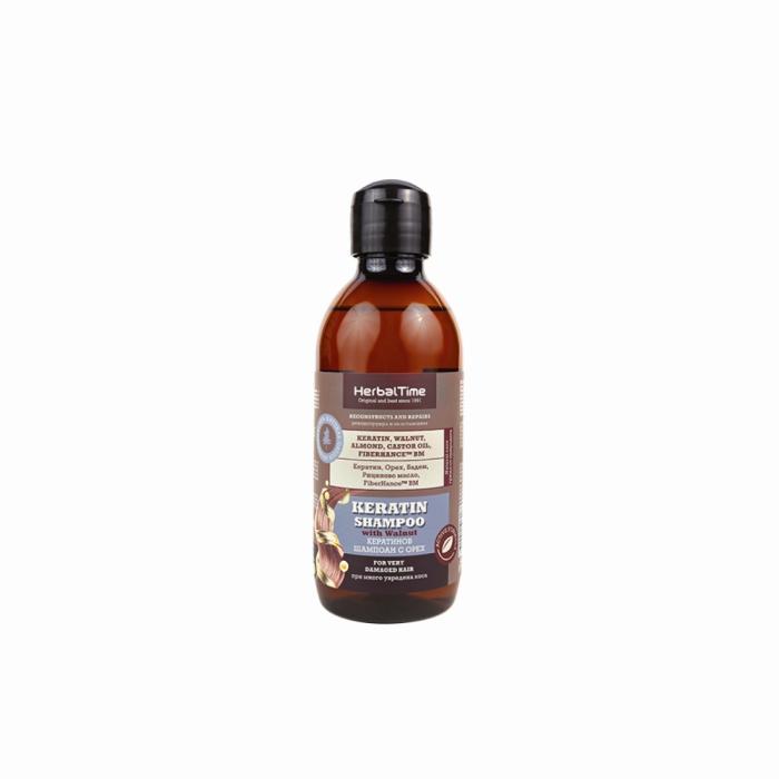 Σαμπουάν Κερατίνης Herbal Time με Καρύδι για πολύ Ταλαιπωρημένα Μαλλιά 240ml