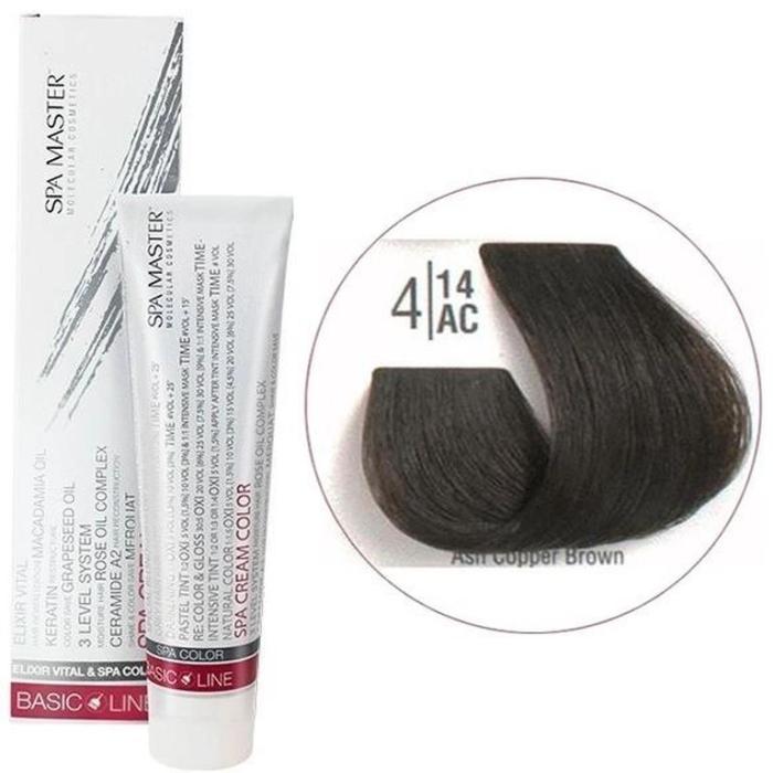 Βαφή Μαλλιών Σωληνάριο Spa Master Cream Color 100ml No4.14 Ash Copper Brown