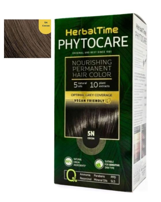 Herbal Time Phytocare Βαφή Μαλλιών Μόνιμη Χωρίς Αμμωνία -5N Κακάο