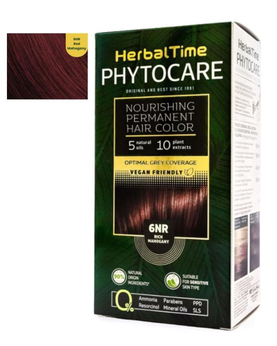Herbal Time Phytocare Βαφή Μαλλιών Μόνιμη Χωρίς Αμμωνία -6NR Ενισχυμένο Μαόνι