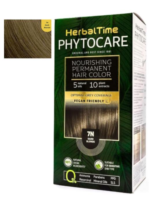 Herbal Time Phytocare Βαφή Μαλλιών Μόνιμη Χωρίς Αμμωνία -7N Σκούρο Ξανθό