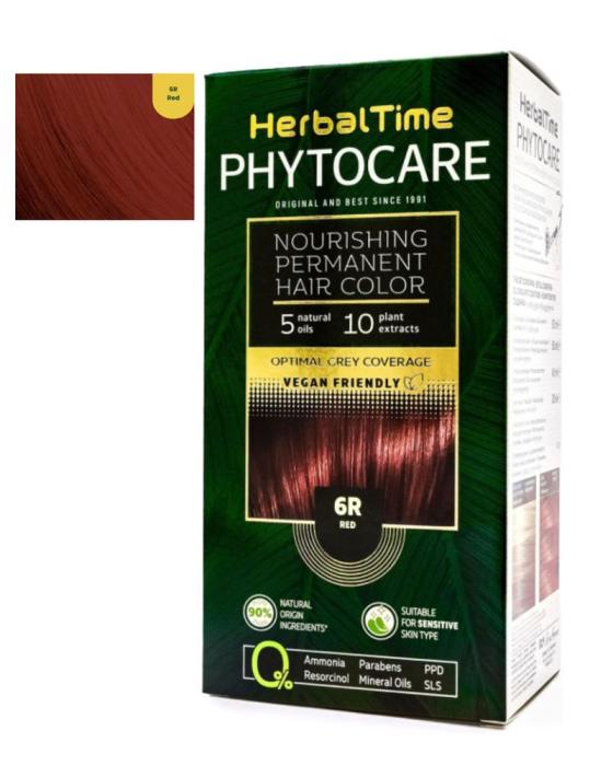 Herbal Time Phytocare Βαφή Μαλλιών Μόνιμη Χωρίς Αμμωνία -6R Κόκκινο